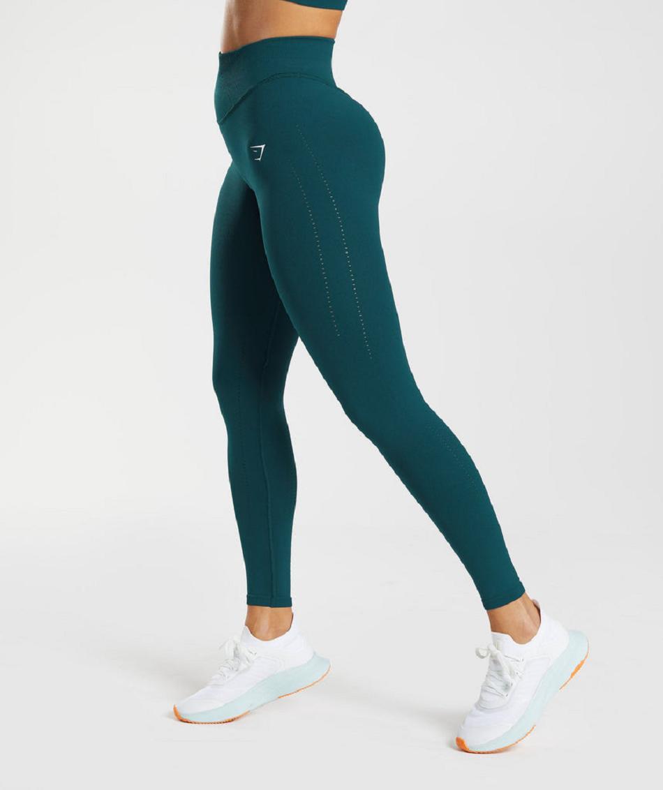 Leggins Gymshark Sweat Seamless Sculpt Mujer Turquesa | CO 2905PJJ